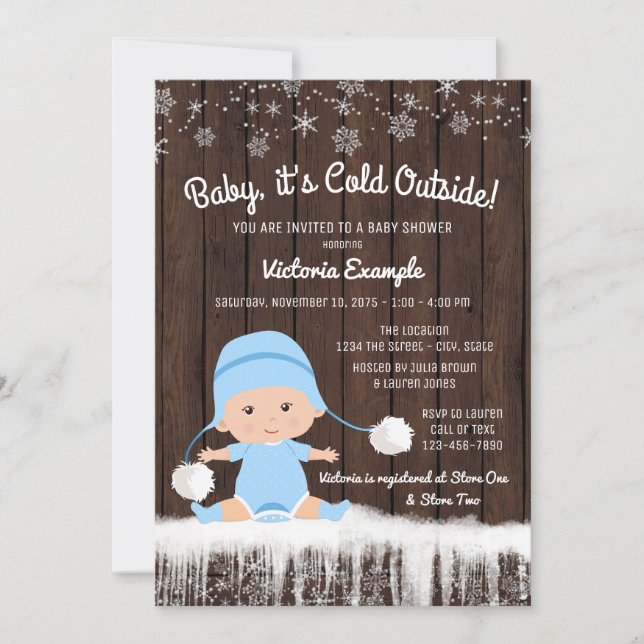 Invitation Garçons Bébé il fait froid dehors Fête prénatale d (Devant)