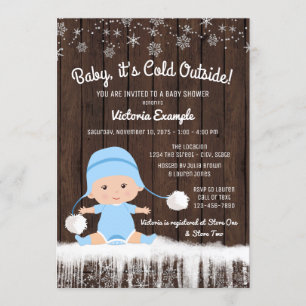 Invitation Garçons Bébé son Baby shower d'hiver froid à l'ext