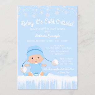 Invitation Garçons Bébé son froid dehors Baby shower d'hiver 