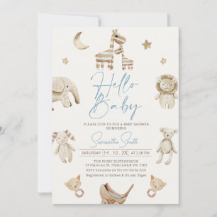 Invitation Garçons Beige Stuffé Animaux Baby shower Invitatio