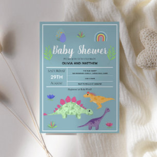 Invitation Garçons Bleu Cute Jungle T-Rex Dinosaur Baby showe