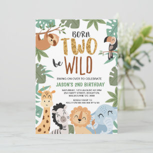 Invitation Garçons Brown Green Born To Be Wild 2e anniversair