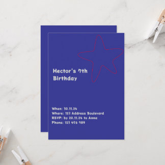 Invitation garçons étoile bleu rouge