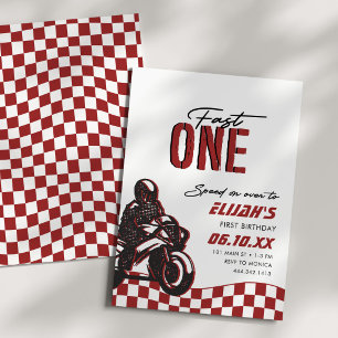Invitation Garçons Fast One 1st Dirt Bike Birthday