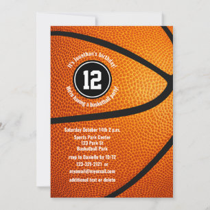 Invitation garçons filles basket-ball fête d'anniversaire équ