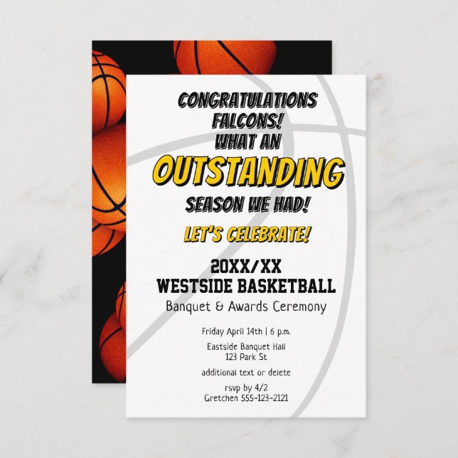 Invitation garçons filles fin de la saison de basket (Devant / Derrière)