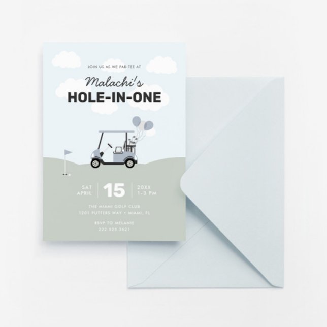 Invitation Garçons' Hole-In-One Golf 1er anniversaire (Créateur téléchargé)