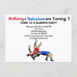 Invitation Garçons jumeaux luttant l'invitation