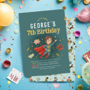 Invitation Garçons Moderne Superhero Anniversaire de enfant d