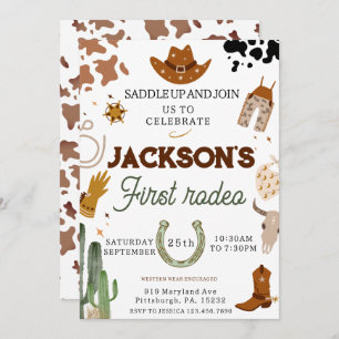 Invitation Garçons Mon premier rodéo Cowboy 1er anniversaire