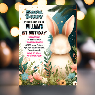 Invitation Garçons Nature Un Lapin Tourne Un 1Er Anniversaire