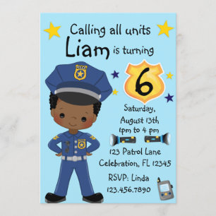 Invitation Garçons Officier de Police Anniversaire