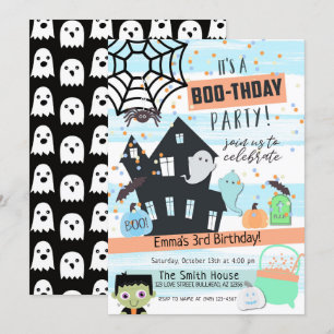 Invitation Garçons Pastel Halloween Party Anniversaire