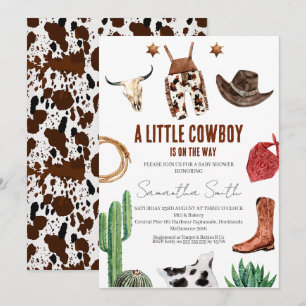 Invitation Garçons Rustic Little Cowboy Baby shower