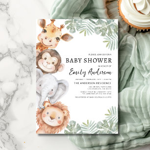 Invitation Garçons Safari Animaux Baby shower