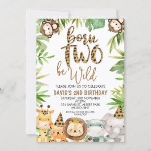 Invitation Garçons Safari Animaux Deux Wild Birthday Invitati