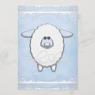 Invitation Garçons Sweet Baby shower bleu mouton