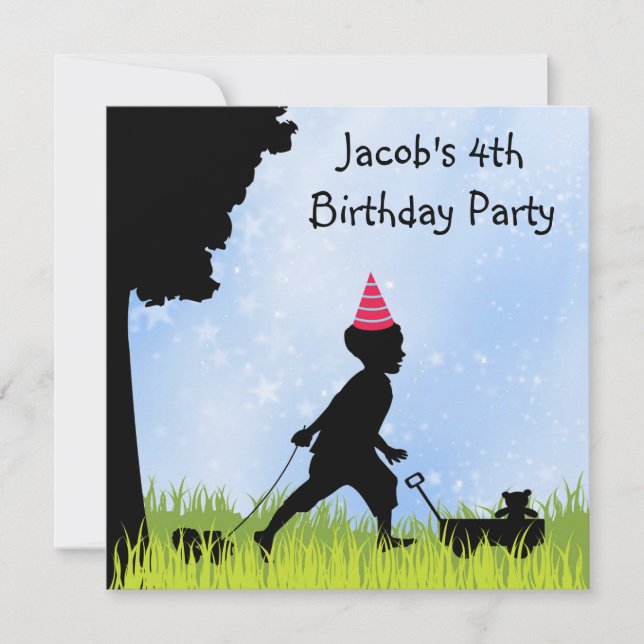 Invitation Garçons Sweet Silhouette 4e fête d'anniversaire (Devant)