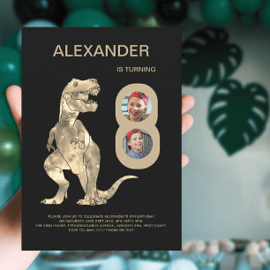 Invitation Garçons T-Rex Dino 8e anniversaire fête photo Coll