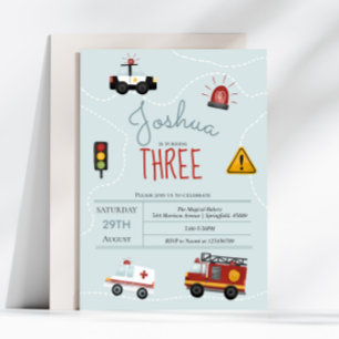 Invitation Garçons Transport Bleu mignon bébé Anniversaire