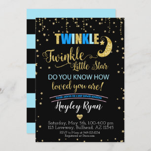 Invitation Garçons Twinkle Twinkle Little Star Baby shower bl