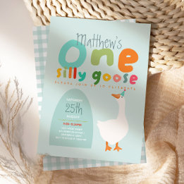 Invitation Garçons Un Silly Goose Blue Premier Anniversaire