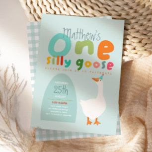 Invitation Garçons Un Silly Goose Blue Premier Anniversaire