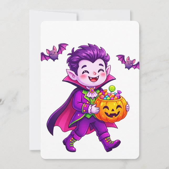 Invitation Garde de bonbons d'Halloween de vampire (Devant)