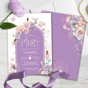 Invitation Garden Fairies Little Fairy Premier anniversaire