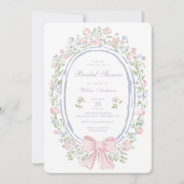 Invitation Garden Manor Painted Flowers Bridal Shower (Devant)