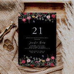 Invitation Garden Multicolor Fleur sauvage 21e fête d'anniver<br><div class="desc">Cette invitation à la fête du 21ème anniversaire de fleur sauvage multicolore jardin est parfaite pour un événement moderne. Le design présente un assortiment multicolore de fleurs sauvages roses,  rousses,  violettes,  jaunes,  blanches,  violettes,  rouges,  bordeaux dans un arrière - plan noir.</div>