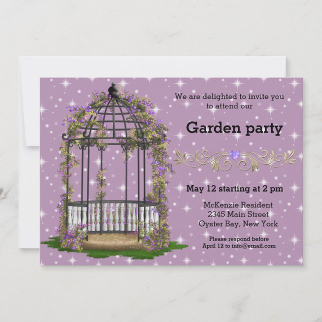 Invitation Garden Party * CHOISISSEZ votre couleur arrière -  (Devant)