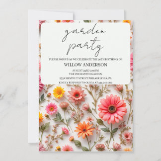 Invitation Garden Party, Fleur sauvage Birthday Party Invitat