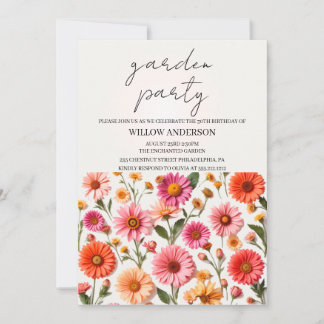Invitation Garden Party, Fleur sauvage Birthday Party Invitat