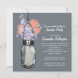 Invitation Garden Party Mason Jar & Fleurs sauvages