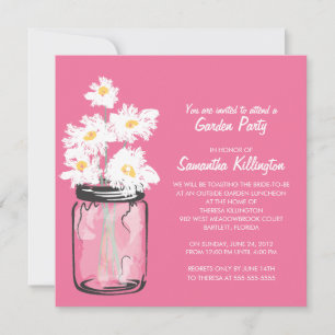 Invitation Garden Party Mason Jar & White Daisies