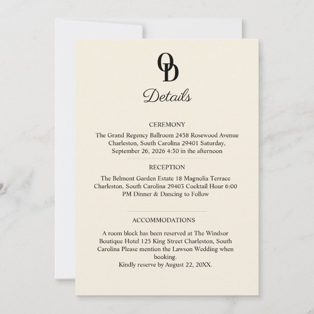 Invitation Garden Romantic Pastel Floral Wedding Details  (Devant)