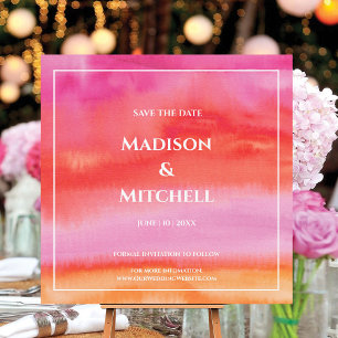 Invitation Garden Sunrise Pink Orange Aquarelle Mariage