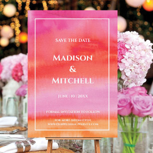 Invitation Garden Sunrise Pink Orange Aquarelle Mariage