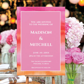 Invitation Garden Sunrise Pink Orange Aquarelle Mariage