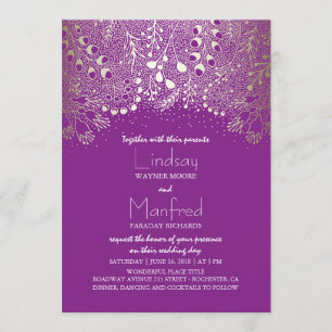 Invitation Garden Wonderland - Woodland Purple Gold Mariage