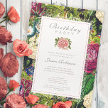 Invitation Gardening Lady 60th Birthday Party Vintage Floral<br><div class="desc">Elegant birthday party invitation for a sixty year old who loves to garden.</div>