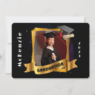 Invitation Gardergarten Graduten Gold Frame Ajouter photo