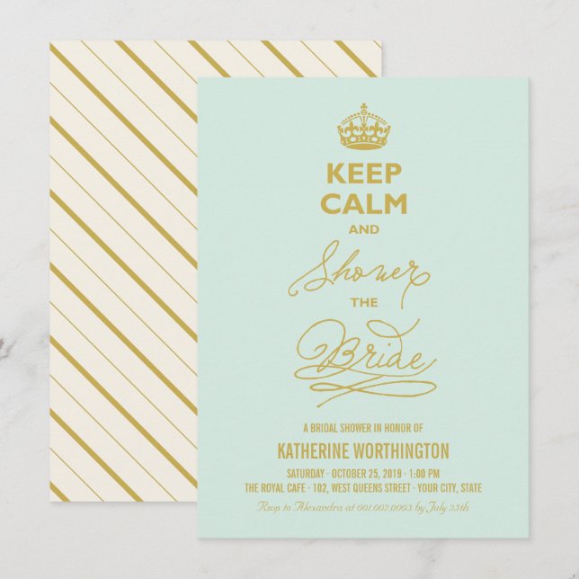 Invitation Gardez La Douche Calme L'Invitation Fête des marié (Devant / Derrière)