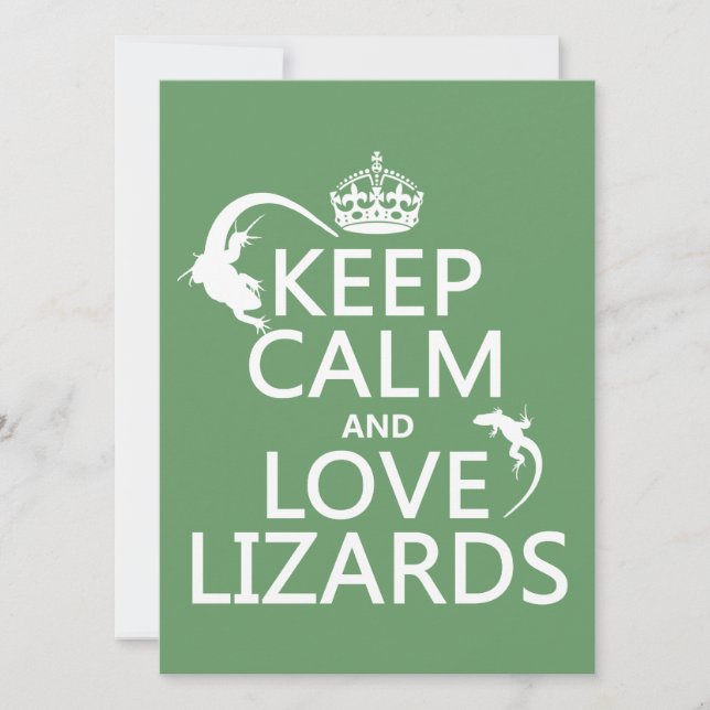Invitation Gardez le calme et aimez les lézards - toutes les  (Devant)