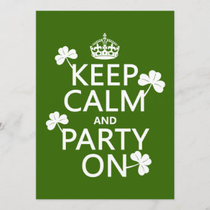 Invitation Gardez le calme et la partie sur (Irlandais)