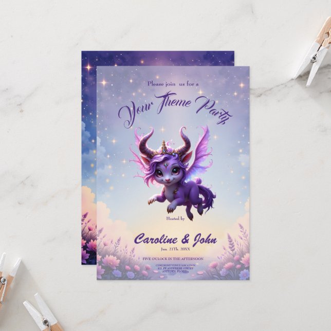 Invitation Gardien du Royaume Clair de Lune – Rêveuse Violett (Devant/Arrière en situation)