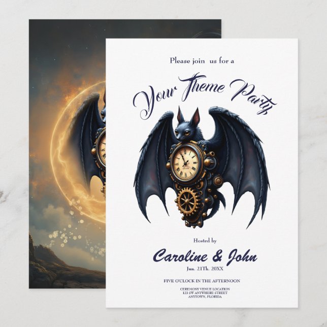 Invitation Gardien du Temps au Clair de Lune – Chauve-souris  (Devant / Derrière)