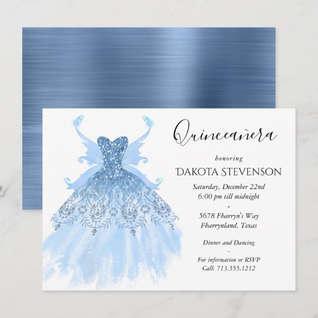 Invitation Gare de glace de l'aile de fée | Feutre d'iridesce (Devant / Derrière)