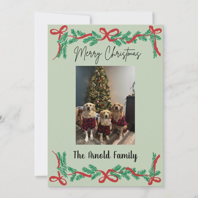 Invitation Garland and Bows Christmas Card (Devant)
